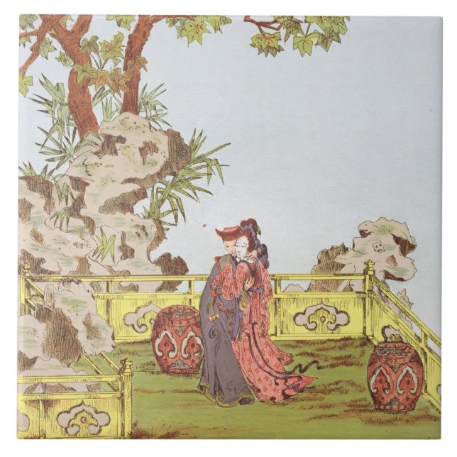 Carreau Couples dans un jardin chinois, des 'ornements de (Devant)