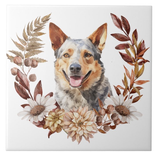 Carreau Couronne d'automne de chien de bétail australien (Devant)