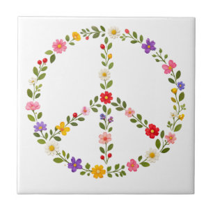Carreau Couronne de signe de paix floral Fleurs sauvages c