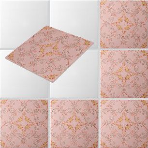 Carreau Couronnes chevauchantes de motif de rouleaux de fe