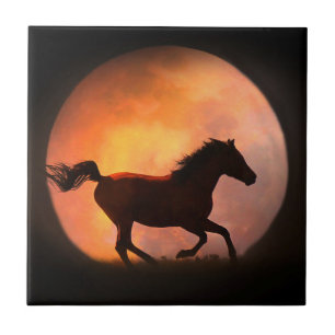 Carreau Course de la Moon Horse Art Tile