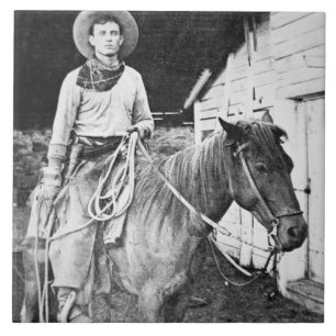 Carreau Cowboy américain au Kansas, c.1880 (photo de b/w)