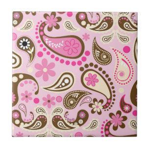 Carreau Cowgirl Rose Marron Paisley Fleurs Country Texas