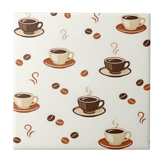 Carreau Cozy Coffee Cups Seamless Pattern (Devant)