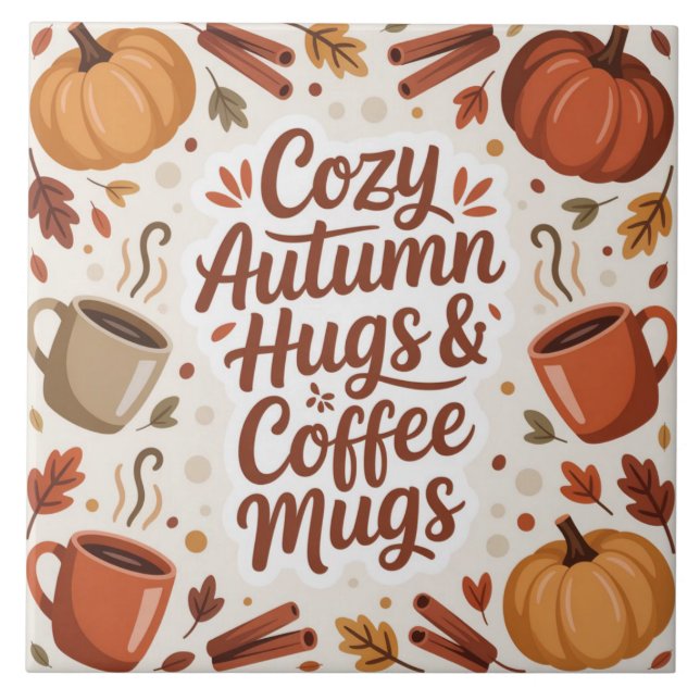 Carreau Cozy Hugs and Coffee Autumn Boho (Devant)