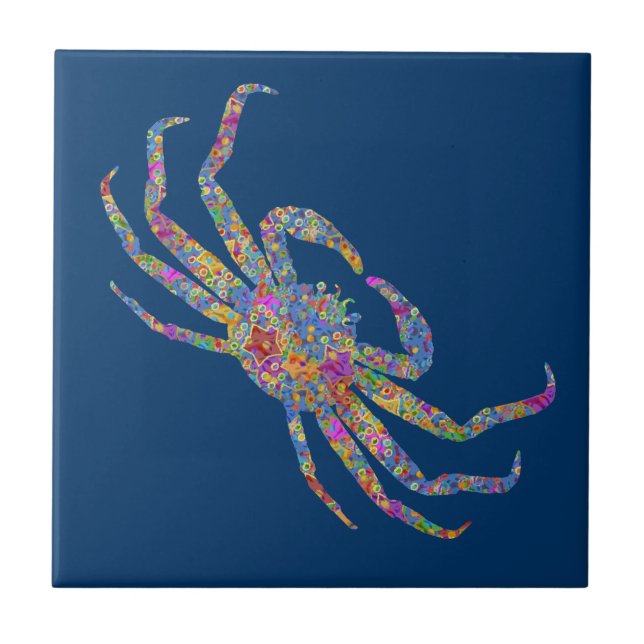 Carreau Crabe d'Opilio dans le bleu avec des étoiles (Devant)