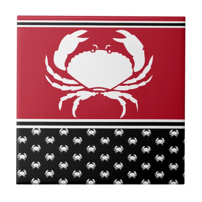 Carreau Crabe marine Monogramme Cerami noir blanc rouge (Devant)