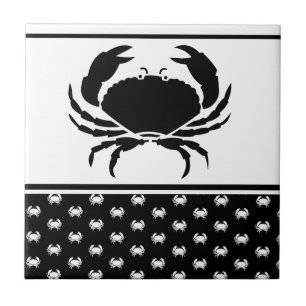 Carreau Crabe marine Monogramme noir et blanc