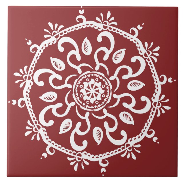 Carreau Cranberry Mandala (Devant)