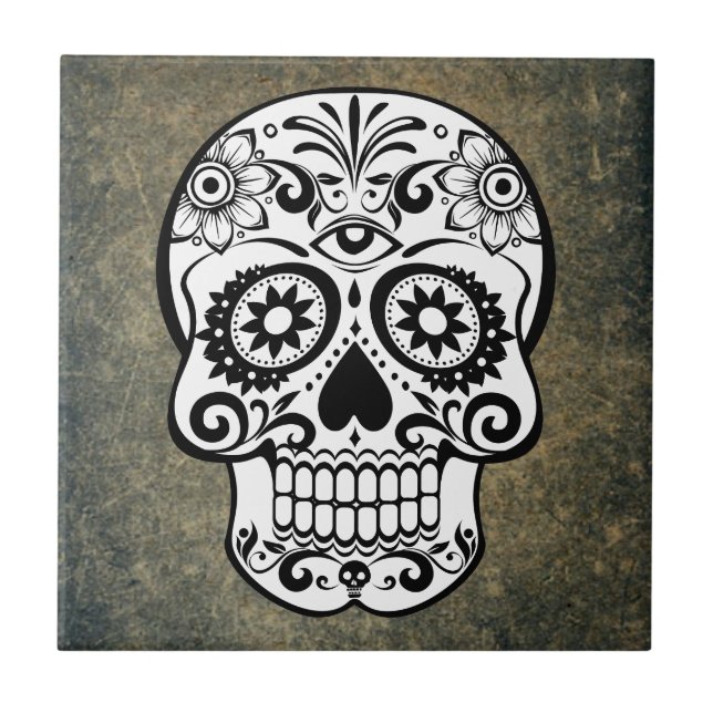 Carreau Crâne à sucre Dia De Los Muertos (Devant)