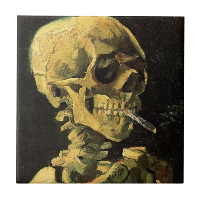 Carreau Crâne avec cigarette brûlante par Vincent van Gogh (Devant)