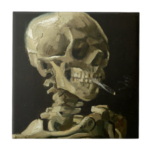 Carreau Crâne avec cigarette par Van Gogh