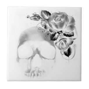 Carreau Crâne avec des roses