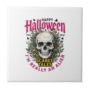 Carreau Crâne d'alien graphique Halloween vintage pour T-s
