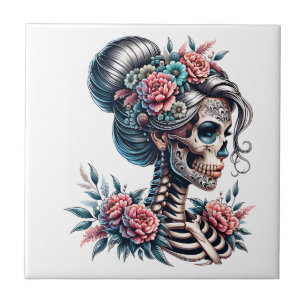 Carreau Crâne de Femme Dia De Los Muertos Squelette