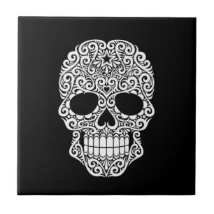 Carreau Crâne de tourbillonnement blanc de sucre sur le