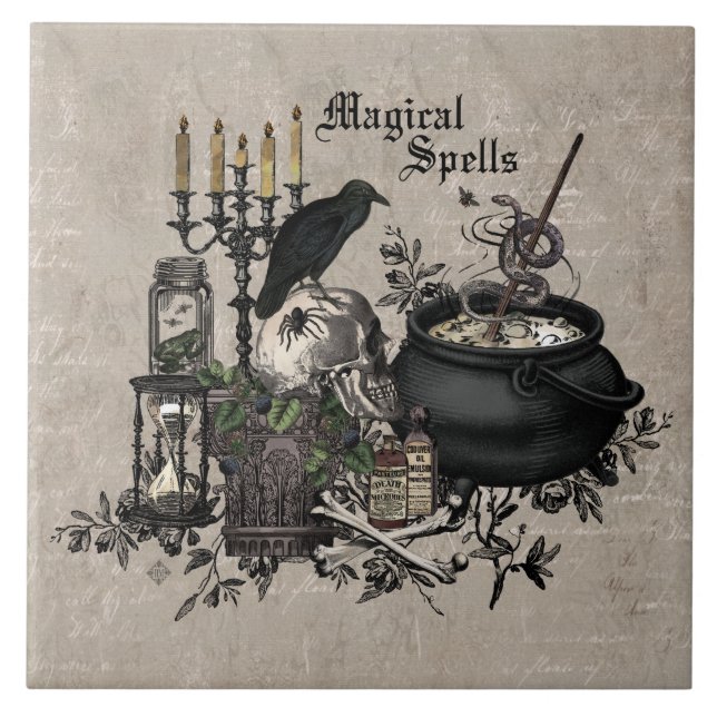 Carreau Crâne d'Halloween vintage moderne (Devant)