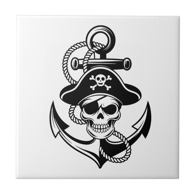 Carreau Crâne et Ancre de pirates audacieux - Conception n (Devant)