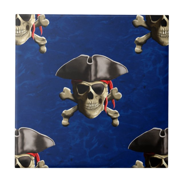 Carreau Crâne et chapeau de pirate (Devant)