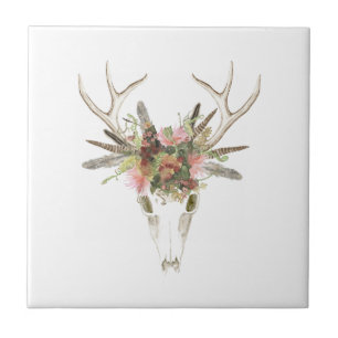 Carreau Crâne et fleurs de cerfs