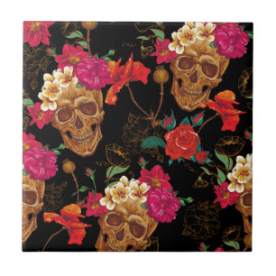 Carreau crâne floral
