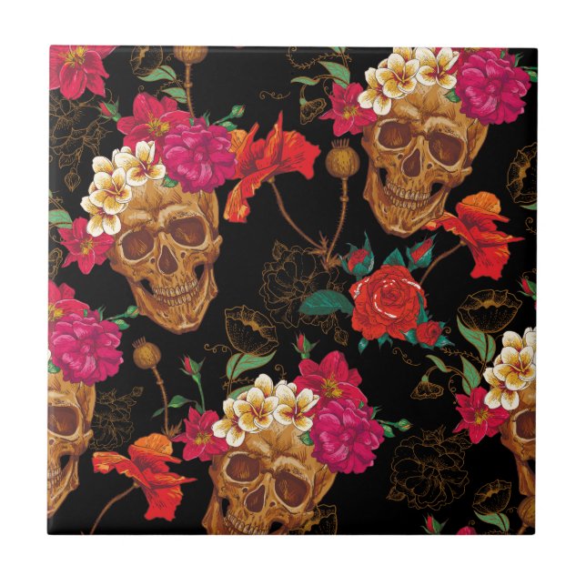 Carreau crâne floral (Devant)