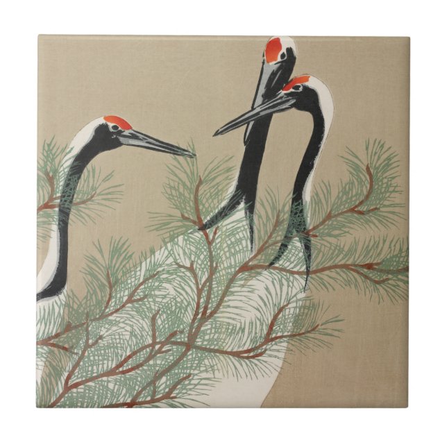 Carreau Cranes Kamisaka Sekka japan painting art canvas cc (Devant)