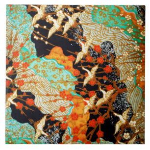 Carreau CRANES VOLONTAIRES AVEC FLEURS PRINTEMPS Floral ja