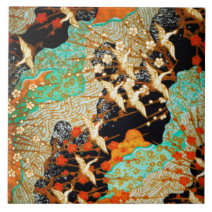 Carreau CRANES VOLONTAIRES AVEC FLEURS PRINTEMPS Floral ja