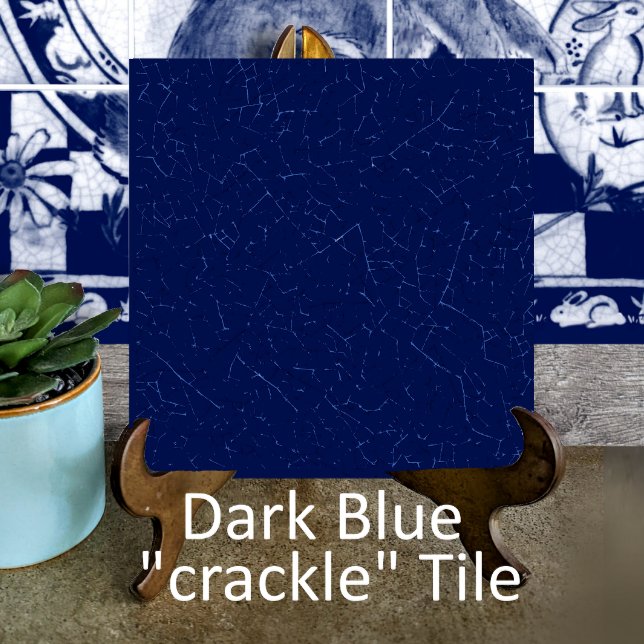 Carreau Craque bleu foncé Glaze Marine Cobalt Dedham Delft (Créateur téléchargé)