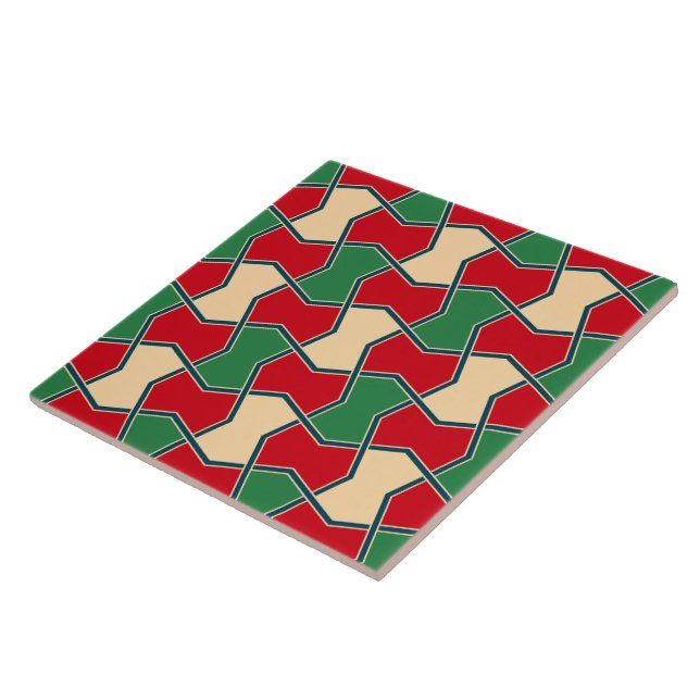 Carreau Cravate islamique rouge verte Bow Motif géométriqu (Côté)