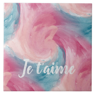 Carreau Cravate-teinture rose et bleu Peinture d'aquarelle