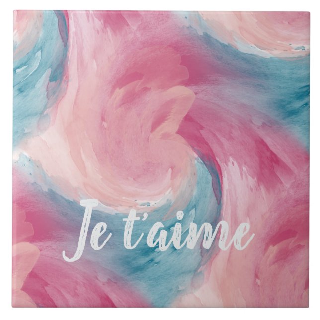 Carreau Cravate-teinture rose et bleu Peinture d'aquarelle (Devant)