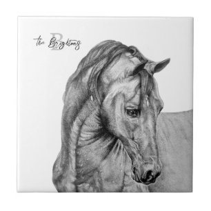 Carreau Crayon graphique de l'art du cheval dessin noir et