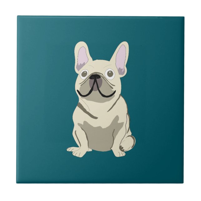 Carreau Cream French Bulldog, I Love my Dog (Devant)