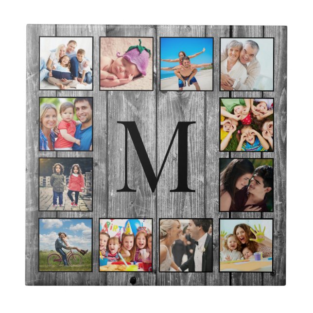 Carreau Create Your Custom Photo Collage Rustic Farmhouse (Devant)