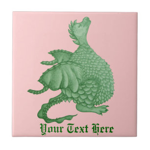 Carreau créature imaginaire mythique dragon vert mignon