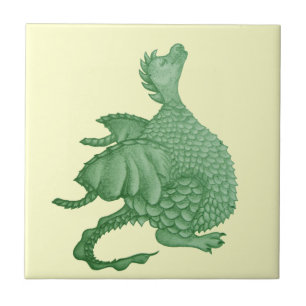 Carreau créature imaginaire mythique dragon vert mignon