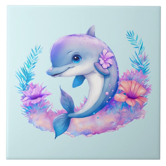Carreau Créature Mer Dauphin Cute (Devant)