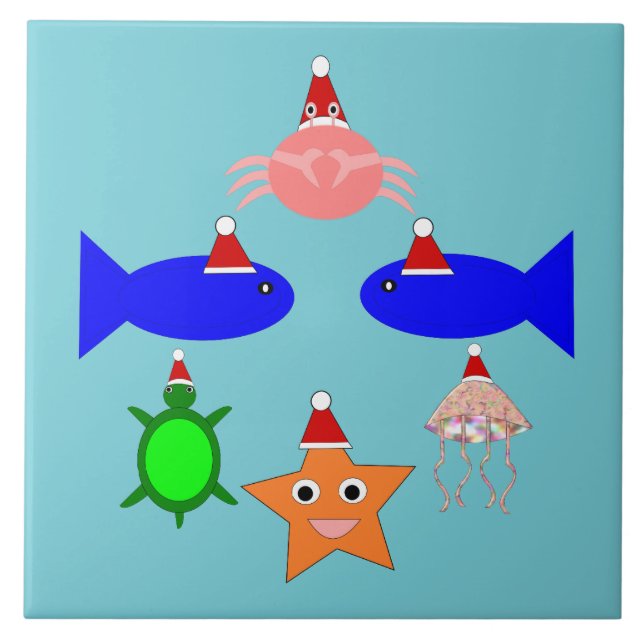 Carreau Créatures de la mer de Noël (Devant)