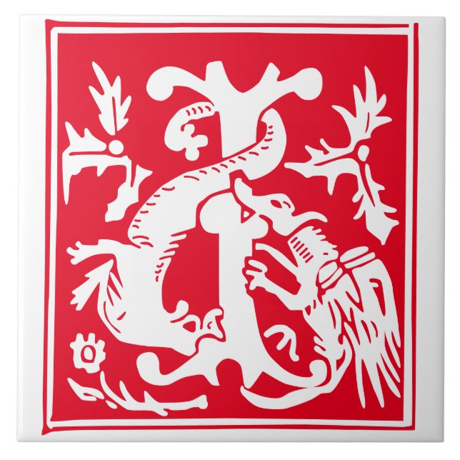 Carreau Créatures mythiques du XVIe siècle Capitale décora (Devant)