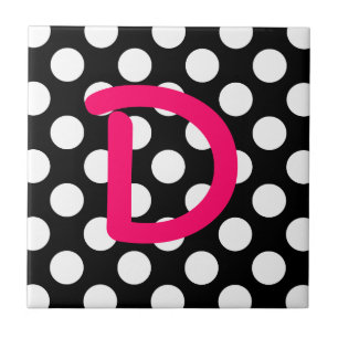 Carreau Créez votre propre monogramme de points Polka Noir