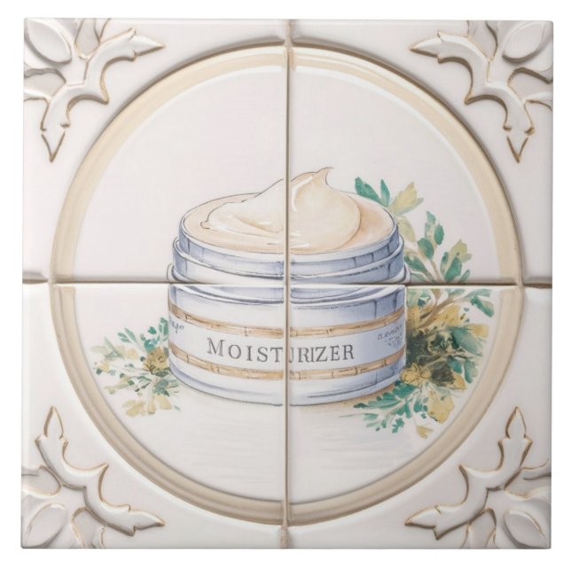 Carreau Crème et blanc Hydratant Tub Art Amusant Salle de  (Devant)