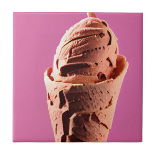 Carreau Crème glacée sur cône de crème glacée rose
