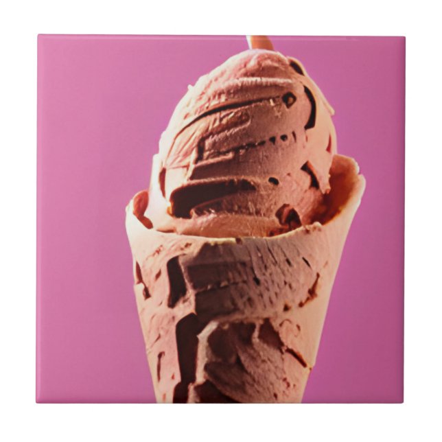 Carreau Crème glacée sur cône de crème glacée rose (Devant)