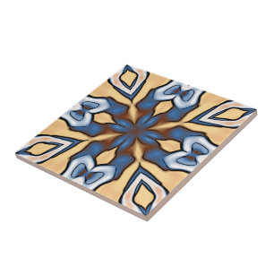 Carreau Crème gris doux Jaune Tribu ethnique Brown Art