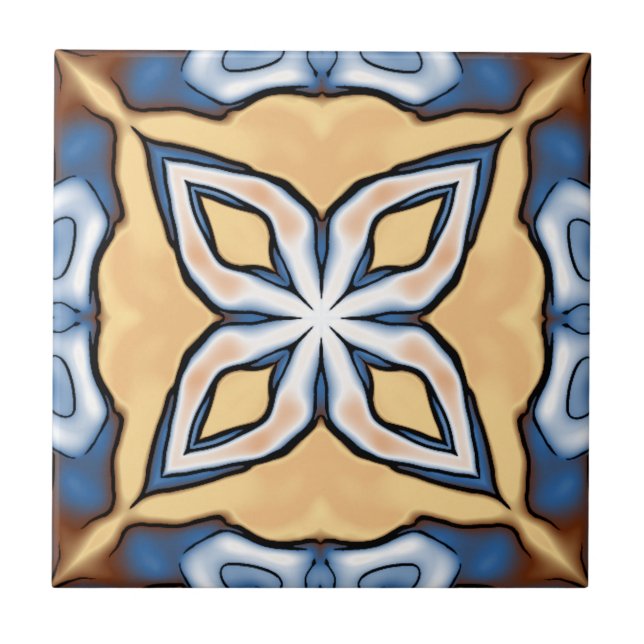 Carreau Crème gris doux Jaune Tribu ethnique Brown Art (Devant)