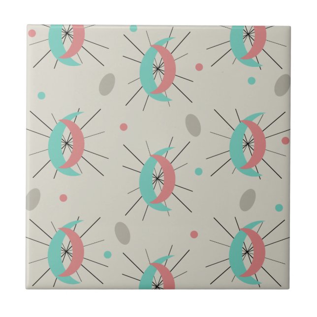 Carreau Crescents modernes du Moyen-siècle rose Turquoise (Devant)
