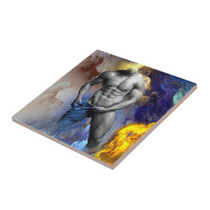 Carreau cri de Joe le glissant physique d'homme musclé en 