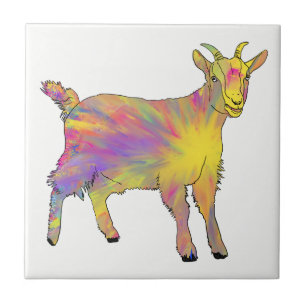 Carreau Cris coloré Artsy Goat Funny Animal Art